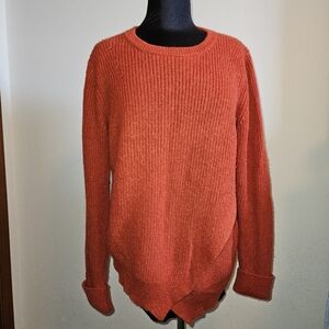 Banana Republic Sweater Size Large Orange Long Sleeves Unique Hem
